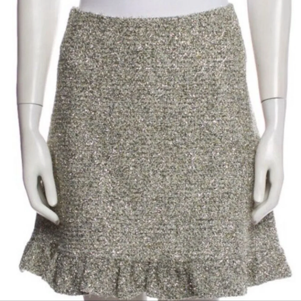 Kate Spade New Yorker Silver Metallic Tweed Skirt So Sparkly Size 14 NWOT